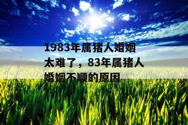 1983年属猪人婚姻太难了，83年属猪人婚姻不顺的原因
