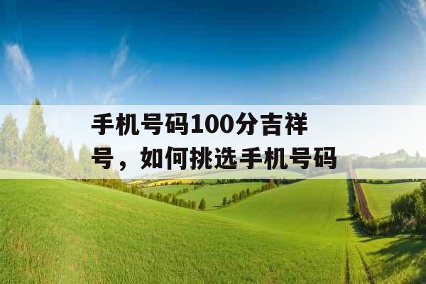 手机号码100分吉祥号，如何挑选手机号码