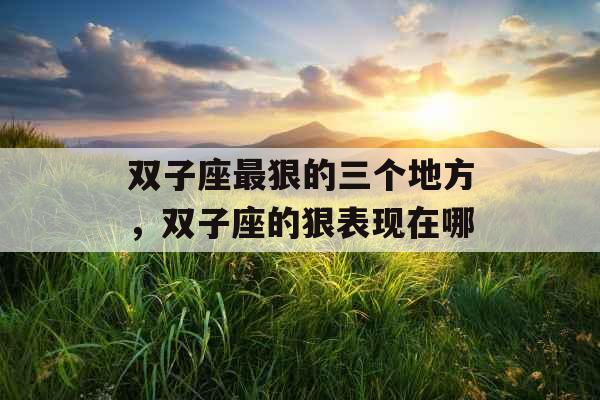 双子座最狠的三个地方，双子座的狠表现在哪