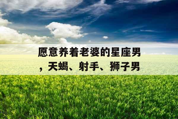 愿意养着老婆的星座男，天蝎、射手、狮子男