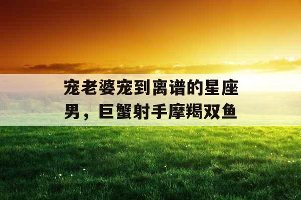 宠老婆宠到离谱的星座男,巨蟹射手摩羯双鱼 宠老婆宠到离谱的星座男,巨蟹射手摩羯双鱼