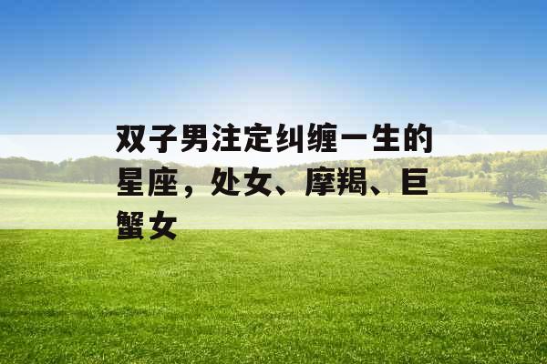 双子男注定纠缠一生的星座，处女、摩羯、巨蟹女