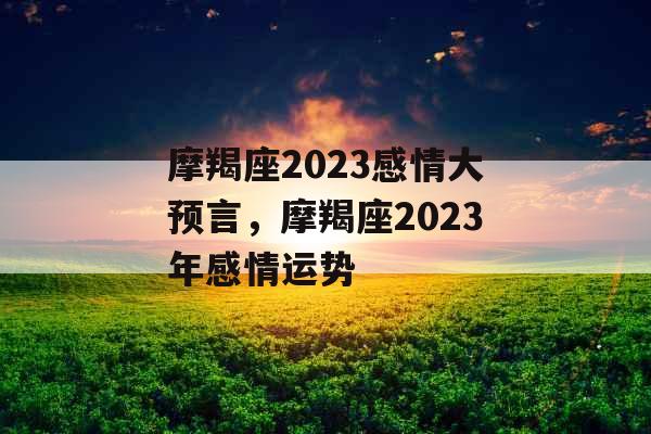 摩羯座2023感情大预言，摩羯座2023年感情运势