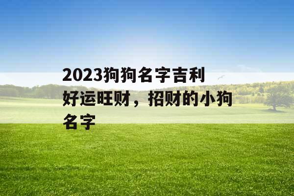 2023狗狗名字吉利好运旺财，招财的小狗名字