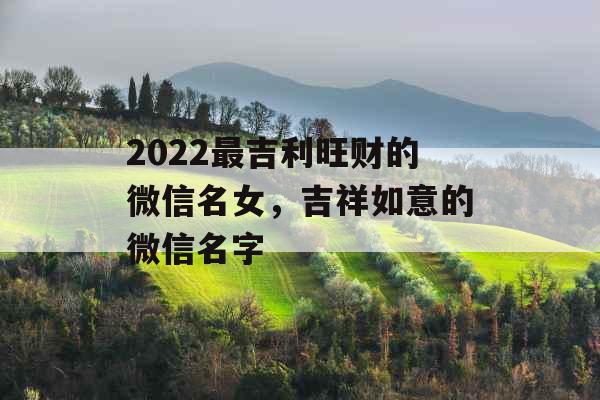 2022最吉利旺财的微信名女，吉祥如意的微信名字