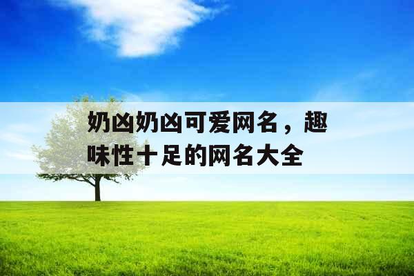 奶凶奶凶可爱网名，趣味性十足的网名大全