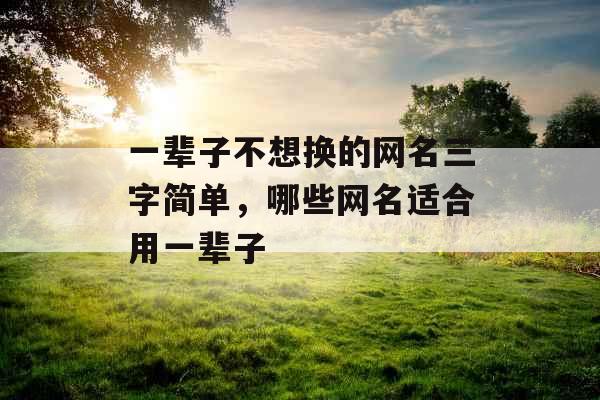 一辈子不想换的网名三字简单，哪些网名适合用一辈子