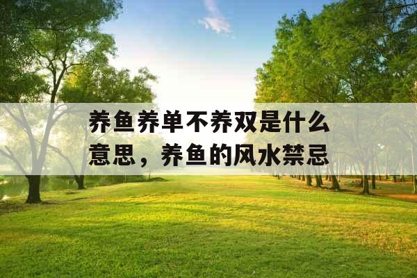 养鱼养单不养双是什么意思,养鱼的风水禁忌 养鱼养单不养双是什么意思,养鱼的风水禁忌