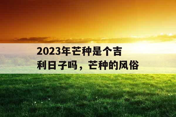 2023年芒种是个吉利日子吗，芒种的风俗