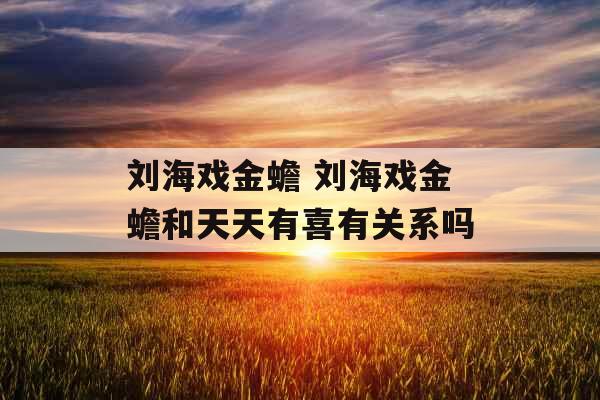 刘海戏金蟾 刘海戏金蟾和天天有喜有关系吗