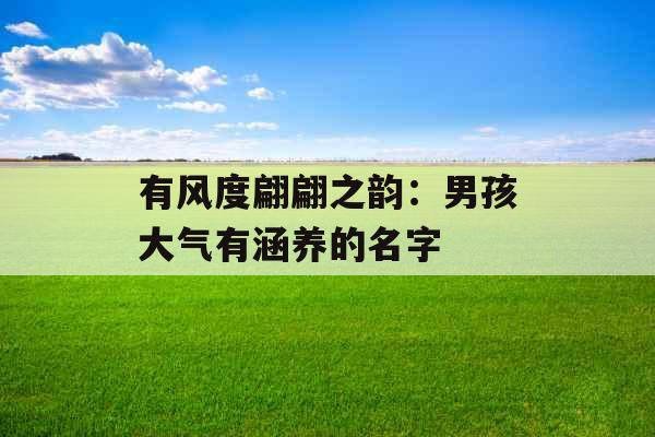有风度翩翩之韵：男孩大气有涵养的名字 