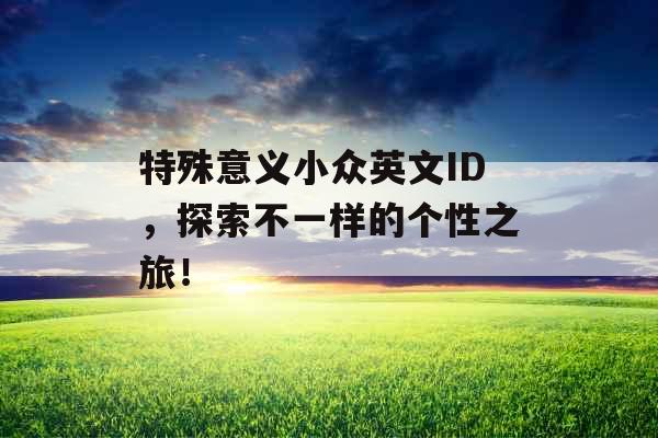 特殊意义小众英文ID，探索不一样的个性之旅！ 