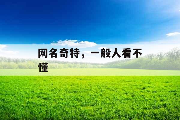 网名奇特，一般人看不懂 