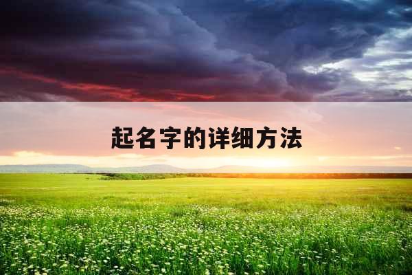起名字的详细方法