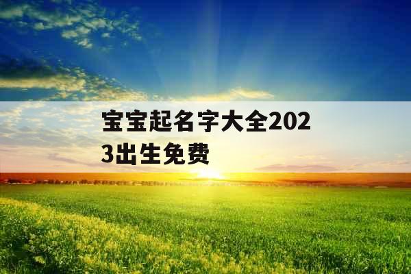 宝宝起名字大全2023出生免费