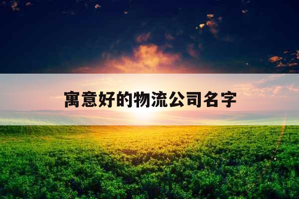 寓意好的物流公司名字