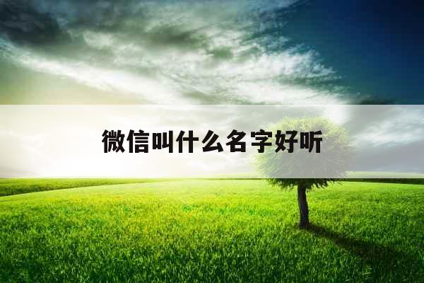 微信叫什么名字好听