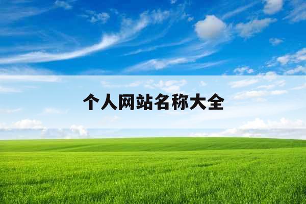 个人网站名称大全