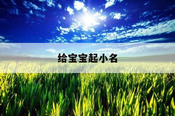 给宝宝起小名