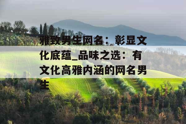 雅致男生网名:彰显文化底蕴_品味之选:有文化高雅内涵的网名男生 雅致男生网名:彰显文化底蕴_品味之选:有文化高雅内涵的网名男生