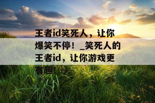 王者id笑死人，让你爆笑不停！_笑死人的王者id，让你游戏更有趣！