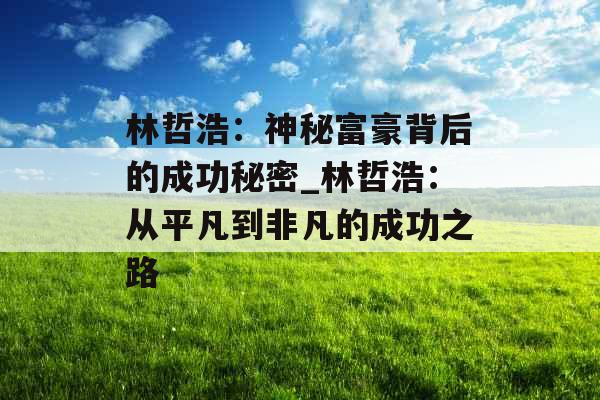 林哲浩：神秘富豪背后的成功秘密_林哲浩：从平凡到非凡的成功之路