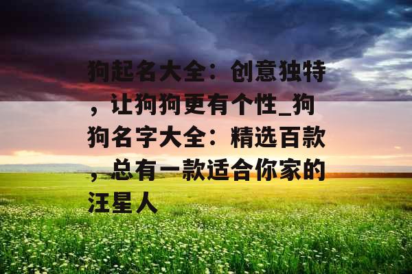狗起名大全：创意独特，让狗狗更有个性_狗狗名字大全：精选百款，总有一款适合你家的汪星人