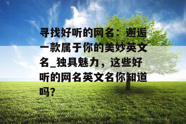 寻找好听的网名：邂逅一款属于你的美妙英文名_独具魅力，这些好听的网名英文名你知道吗？
