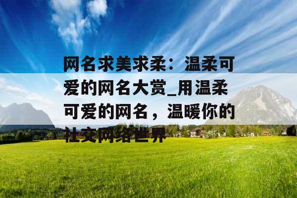 网名求美求柔：温柔可爱的网名大赏_用温柔可爱的网名，温暖你的社交网络世界