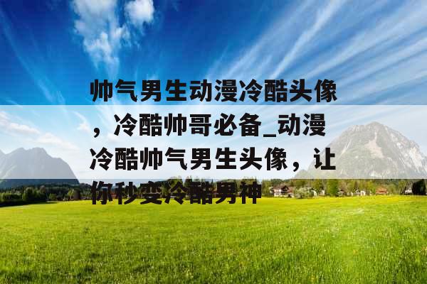 帅气男生动漫冷酷头像，冷酷帅哥必备_动漫冷酷帅气男生头像，让你秒变冷酷男神