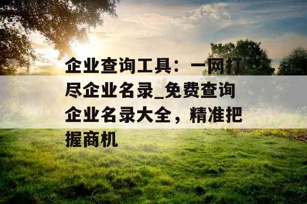 企业查询工具:一网打尽企业名录_免费查询企业名录大全,精准把握商机