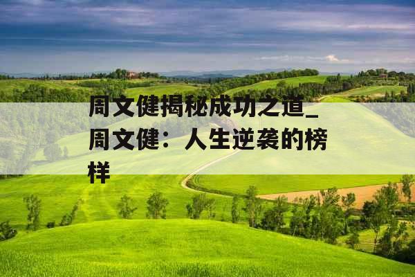 周文健揭秘成功之道_周文健：人生逆袭的榜样