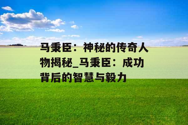 马秉臣：神秘的传奇人物揭秘_马秉臣：成功背后的智慧与毅力