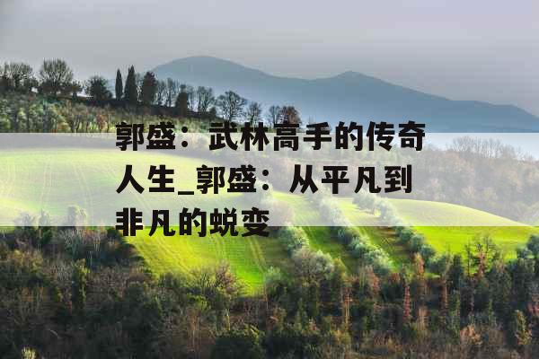 郭盛：武林高手的传奇人生_郭盛：从平凡到非凡的蜕变