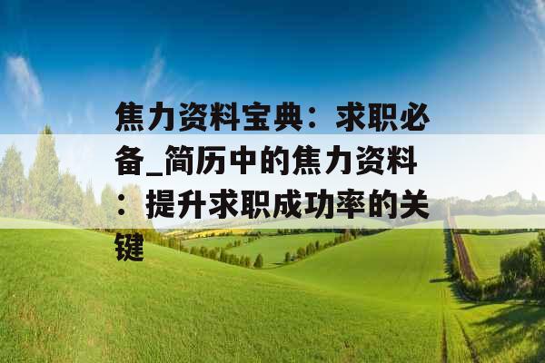 焦力资料宝典：求职必备_简历中的焦力资料：提升求职成功率的关键