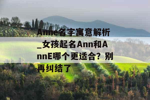 Anne名字寓意解析_女孩起名Ann和AnnE哪个更适合?别再纠结了
