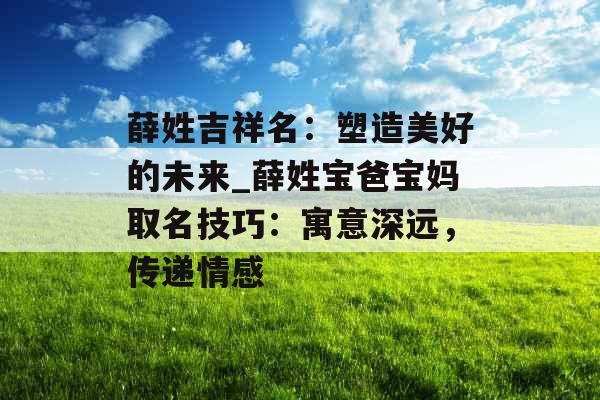薛姓吉祥名：塑造美好的未来_薛姓宝爸宝妈取名技巧：寓意深远，传递情感