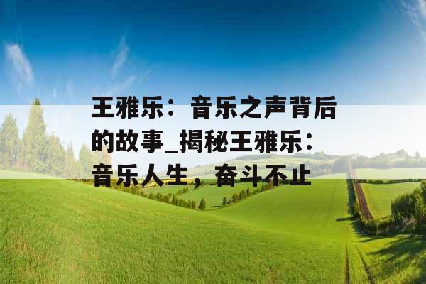 王雅乐：音乐之声背后的故事_揭秘王雅乐：音乐人生，奋斗不止