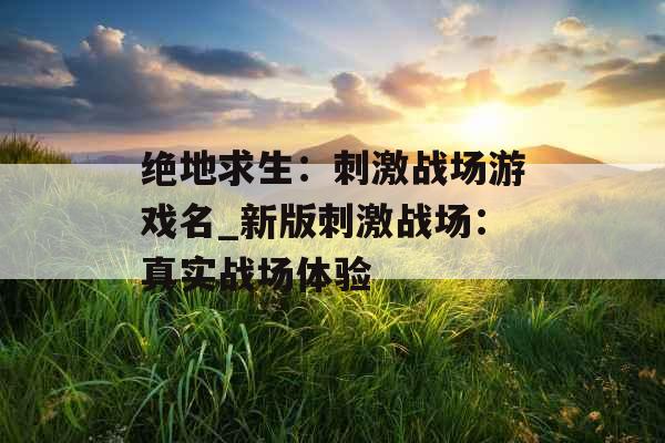 绝地求生：刺激战场游戏名_新版刺激战场：真实战场体验