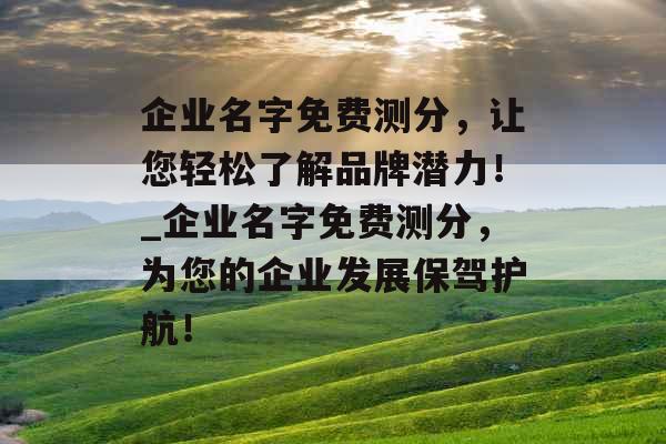 企业名字免费测分，让您轻松了解品牌潜力！_企业名字免费测分，为您的企业发展保驾护航！
