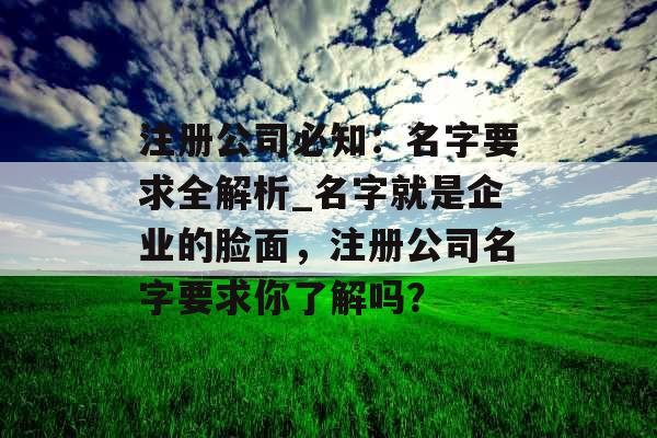 注册公司必知:名字要求全解析_名字就是企业的脸面,注册公司名字要求你了解吗?