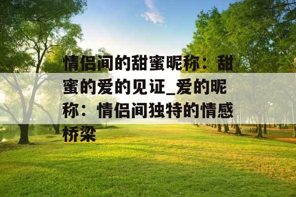 情侣间的甜蜜昵称：甜蜜的爱的见证_爱的昵称：情侣间独特的情感桥梁