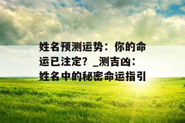 姓名预测运势：你的命运已注定？_测吉凶：姓名中的秘密命运指引