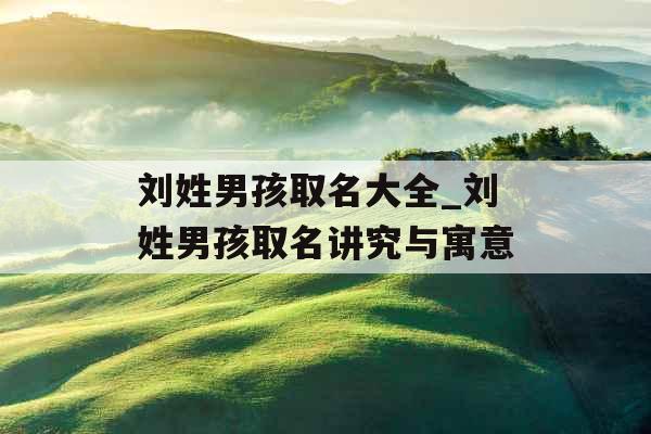 刘姓男孩取名大全_刘姓男孩取名讲究与寓意