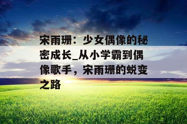宋雨珊：少女偶像的秘密成长_从小学霸到偶像歌手，宋雨珊的蜕变之路