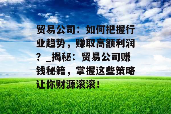 贸易公司：如何把握行业趋势，赚取高额利润？_揭秘：贸易公司赚钱秘籍，掌握这些策略让你财源滚滚！