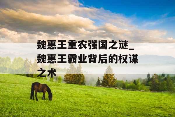 魏惠王重农强国之谜_魏惠王霸业背后的权谋之术