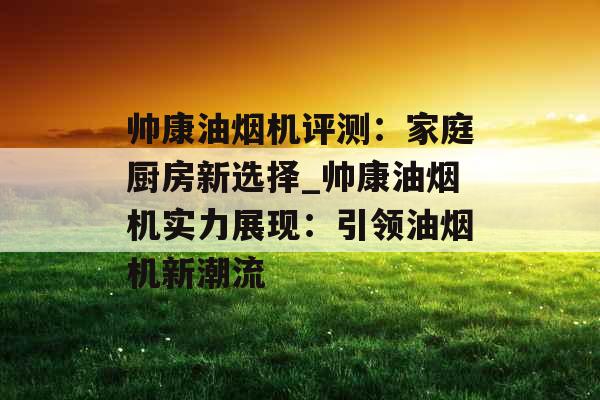 帅康油烟机评测：家庭厨房新选择_帅康油烟机实力展现：引领油烟机新潮流