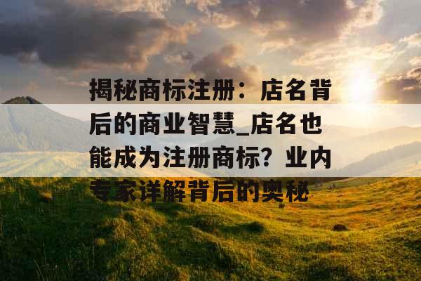 揭秘商标注册：店名背后的商业智慧_店名也能成为注册商标？业内专家详解背后的奥秘