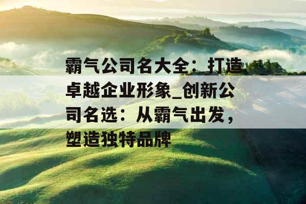 霸气公司名大全：打造卓越企业形象_创新公司名选：从霸气出发，塑造独特品牌